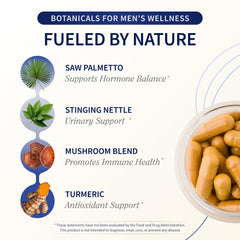 Label close-up of Snap Supplements Prostate Health highlighting saw palmetto and turmeric for prostate wellness