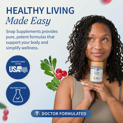 Snap Supplements vegan-friendly certification logo on packaging.