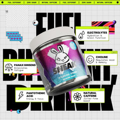 SNEAK Blue Raspberry powder dissolves in cold water for quick focus-ready refreshment