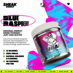 SNEAK Blue Raspberry powder mixing glass shows easy preparation and flavor control