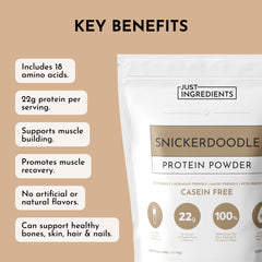 JUST INGREDIENTS Snickerdoodle Protein Powder shake glass with bakery-inspired flavor
