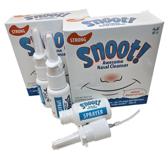 Snoot! strong nasal cleanser bottle for convenient, drug-free care on the go.