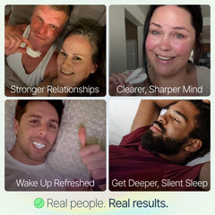 A user wears Somnofit-S at night for potentially quieter mornings.