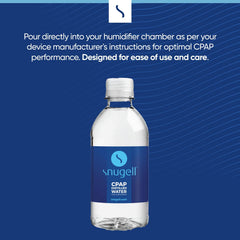 Pouring Snugell CPAP water from the bottle for easy humidifier filling
