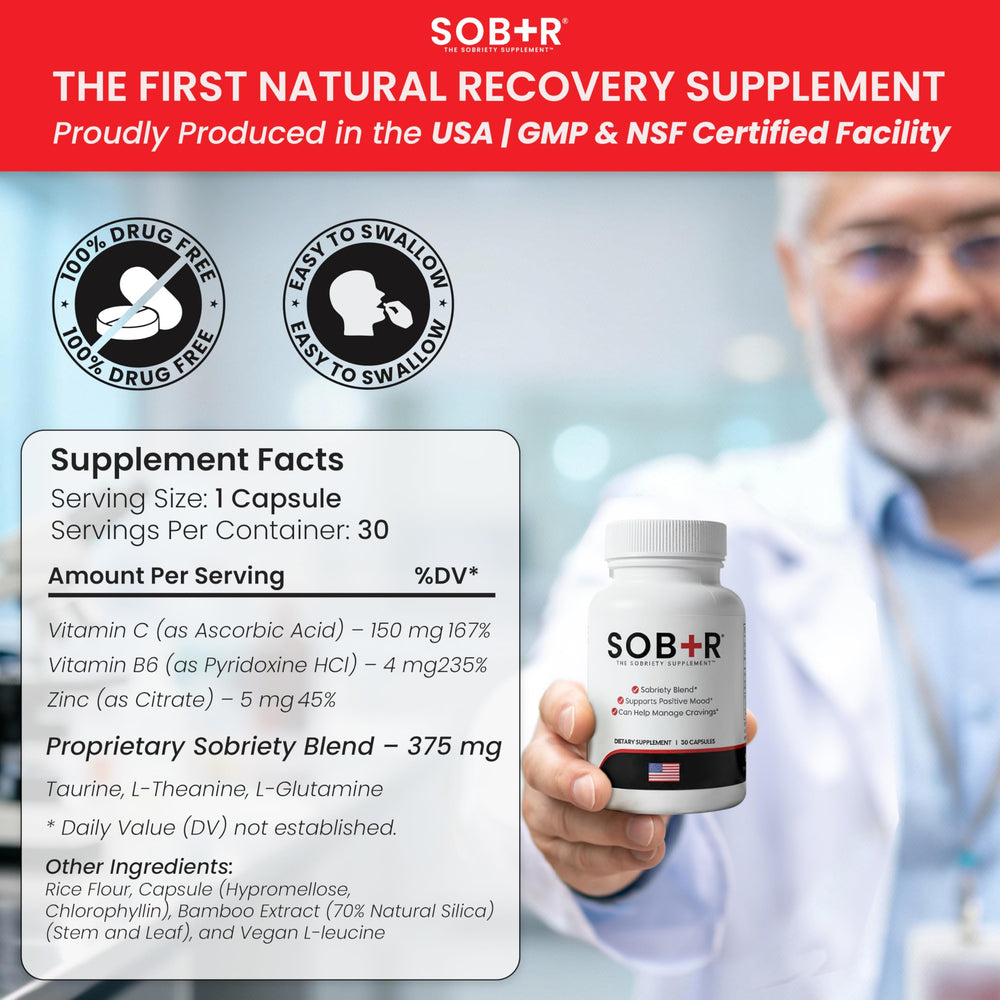 SOB+R capsules close-up highlighting mood stability and clarity benefits.