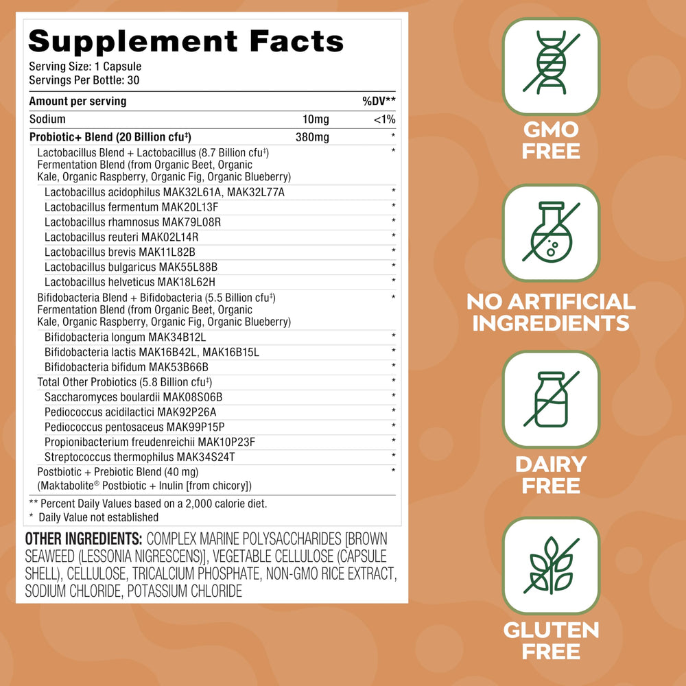 Social Naturals Daily Probiotic capsules closeup for convenient daily digestion support.