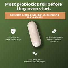Social Naturals Daily Probiotic vegan formula promotes plant-based gut balance.