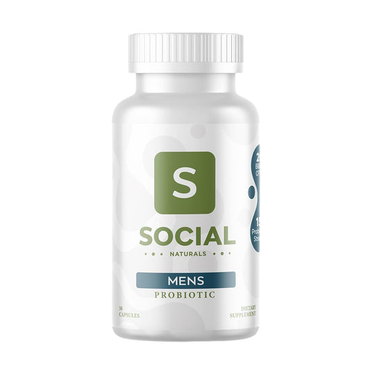 Social Naturals Men's Probiotic bottle front for daily gut support