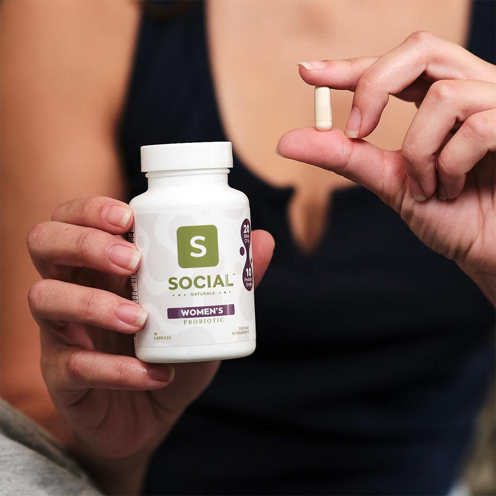 Social Naturals Women's Probiotic travel-ready bottle for on-the-go routines