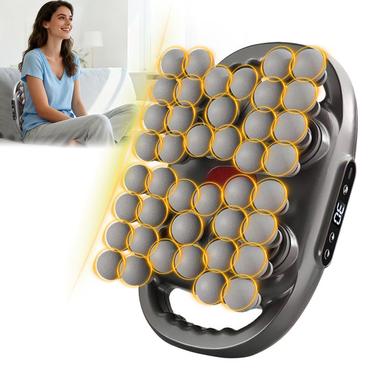 Soffiya back massager gun demonstrates 9 modes for targeted relief.