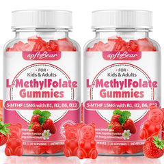 Softbear L-Methylfolate 15mg gummies bottle-front for easy daily focus support