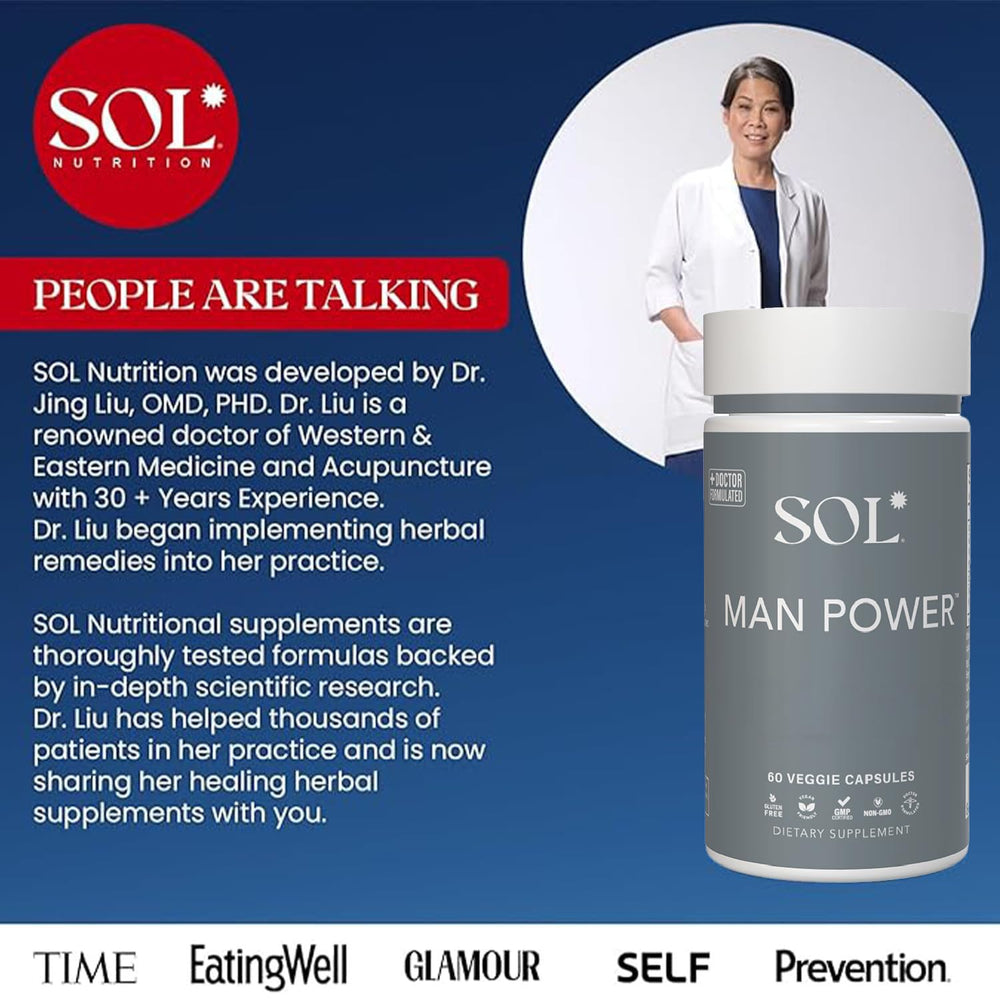 Sol Nutrition Man Power label detail highlighting natural ingredients