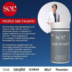 Sol Nutrition Man Power label detail highlighting natural ingredients