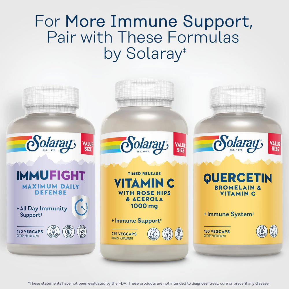 SOLARAY 275 servings bottle emphasizes long-lasting vitamin C supply.