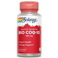 SOLARAY Bio CoQ-10 bottle with enhanced absorption formula for daily support.
