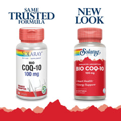 SOLARAY Bio CoQ-10 capsules ready to take with meals for energy support.
