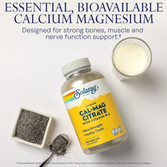 SOLARAY calcium magnesium citrate capsules ready to swallow for daily mineral balance.