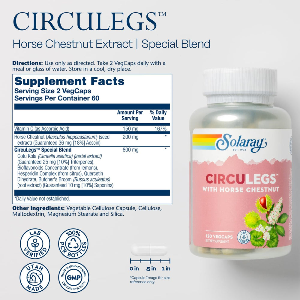 SOLARAY CircuLegs Gotu Kola capsules for everyday wellness routine