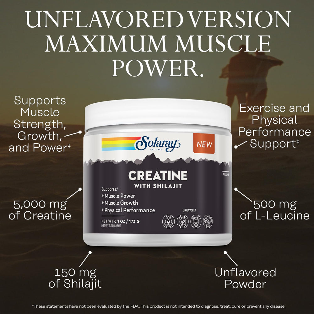 SOLARAY Creatine with Shilajit being mixed into a shake for flavor-neutral nutrition.