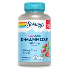 Solaray D-Mannose CranActin bottle highlighting urinary wellness support for daily use.
