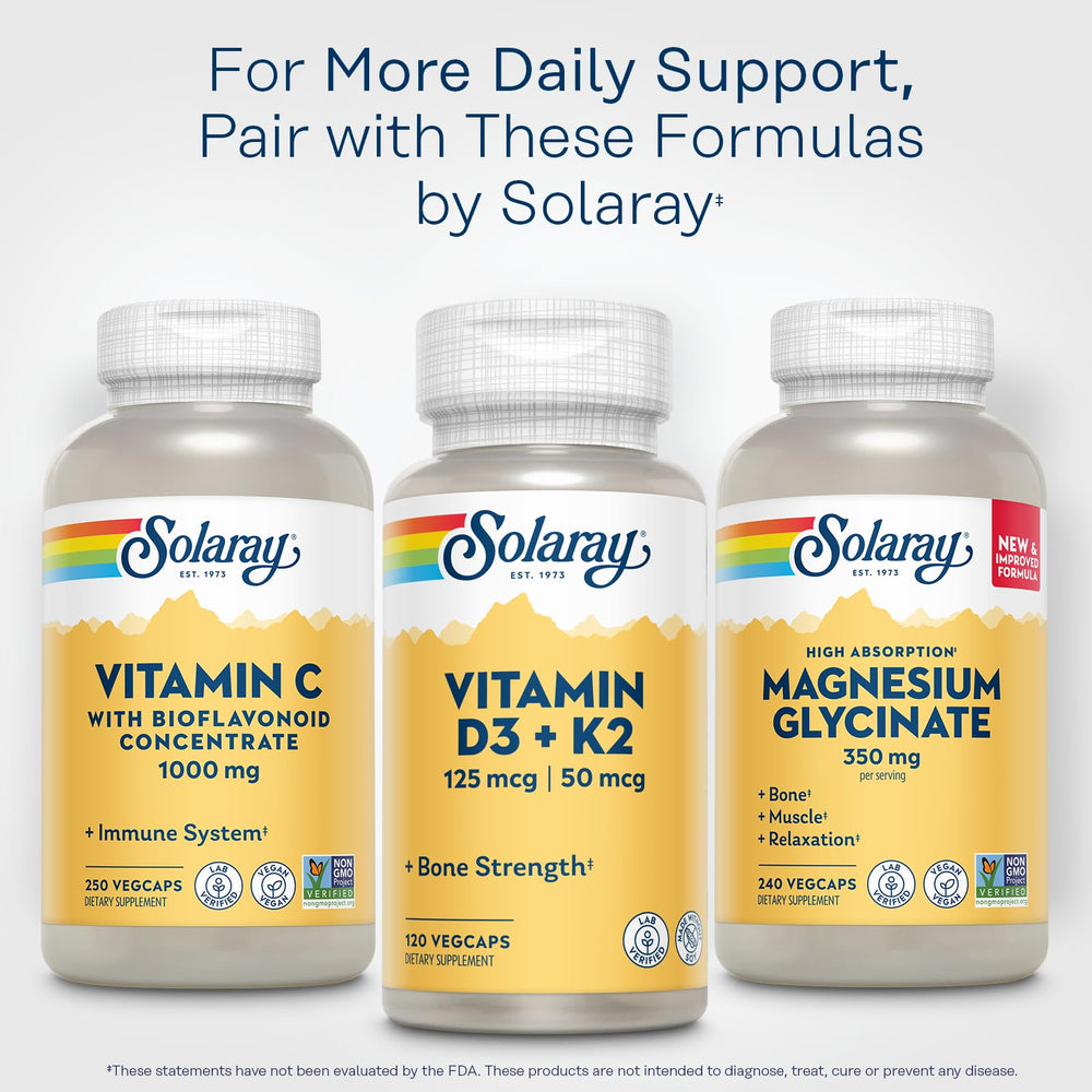 Daily routine with Solaray Vitamin C for immune health and heart support.