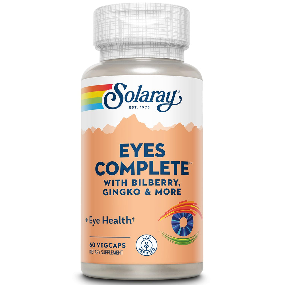 Solaray Eyes Complete bottle showcasing the eye support formula for daily use