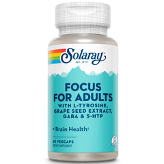 SOLARAY Focus for Adults bottle with 60 capsules for daily focus support