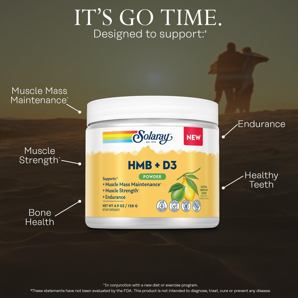 SOLARAY HMB Plus D3 lemon-lime powder ready to mix in water