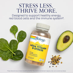 SOLARAY Mega Vitamin B-Stress capsules close-up for energy and resilience