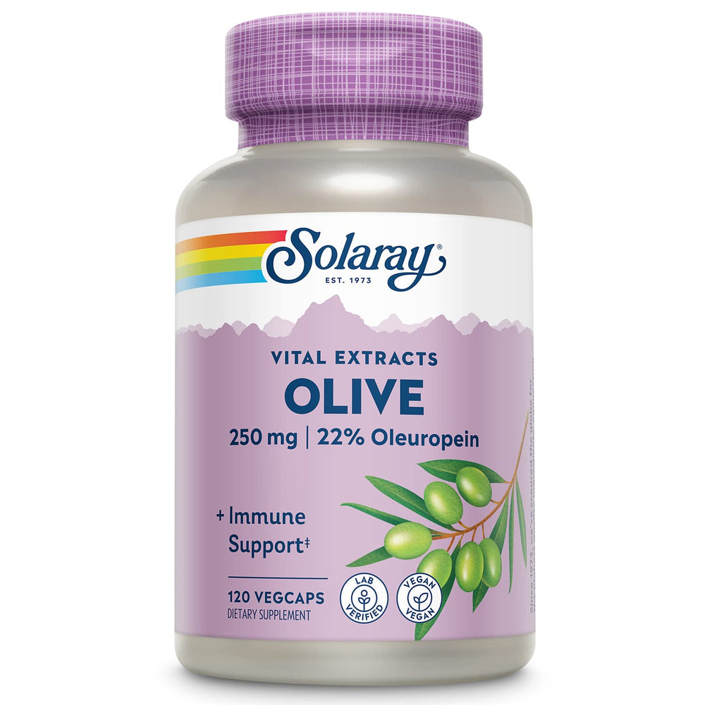SOLARAY olive leaf extract capsules for convenient daily wellness support