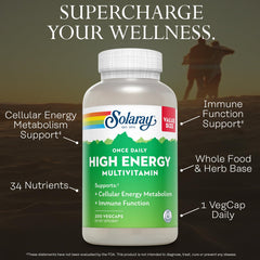 SOLARAY multivitamin label with vitamin B and C benefits in focus.