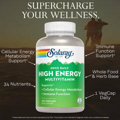 SOLARAY multivitamin capsules ready for daily energy metabolism.