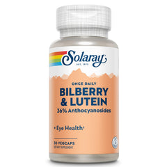SOLARAY One Daily Bilberry and Lutein bottle for daily eye support.