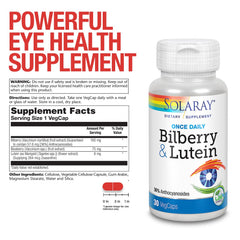SOLARAY lutein capsule close-up emphasizes macular health nutrients.