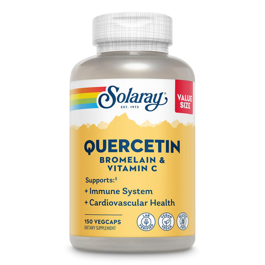 Solaray Quercetin Bromelain Vitamin C bottle front for daily immune support.