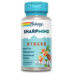 SOLARAY SharpMind bottle closeup showing calming mood support
