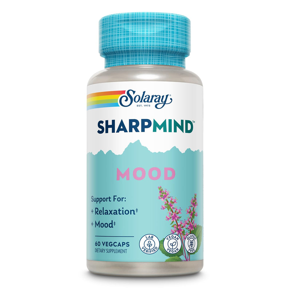 SOLARAY SharpMind bottle front view highlighting mood support benefits