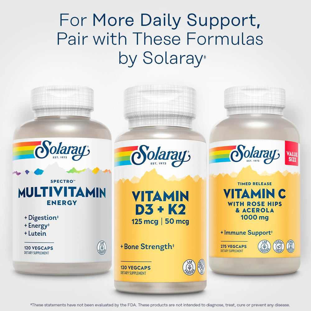 SOLARAY Spectro Energy daily-use setup with capsules and water.