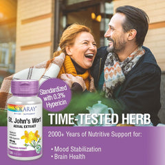 SOLARAY St John's Wort aerial extract label closeup confirms 0.3% hypericin.