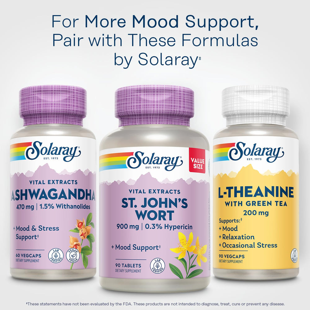 SOLARAY St. John's Wort Aerial Extract 60-day guarantee badge.