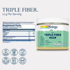 SOLARAY Triple Fiber Powder bottle back view showing ingredients and prebiotic blend.