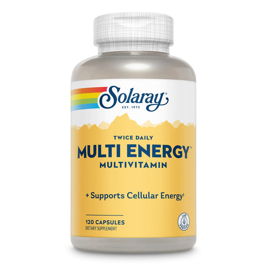 SOLARAY Twice Daily Multi Energy Multivitamin bottle for daily immune support and energy