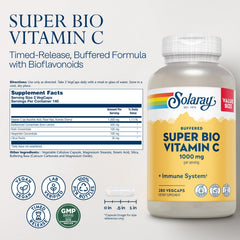 SOLARAY Vitamin C 1000mg capsules close-up highlights potency for everyday immune support.