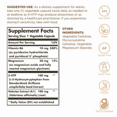 Solgar 5-HTP capsules close-up showing easy daily intake.