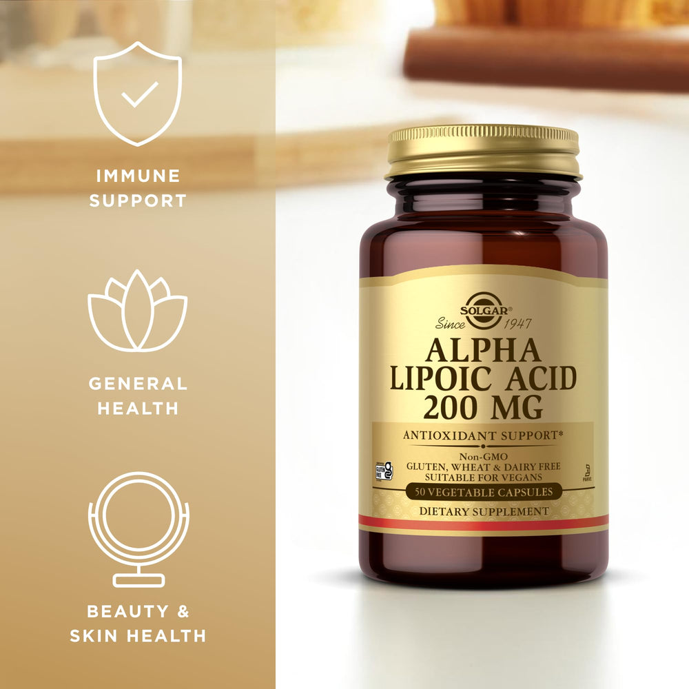 Solgar Alpha Lipoic Acid 200 mg pack-3 image showing three bottles.