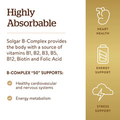 Solgar B-Complex 50 vegan symbol indicating vegan-friendly formulation