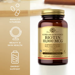 Solgar Biotin 10,000 mcg pack two image conveys convenient two-bottle value