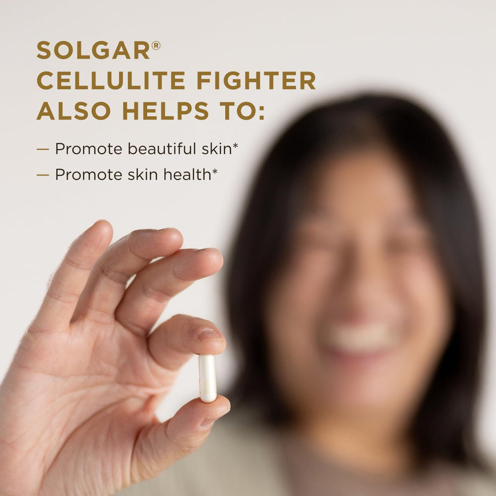 Solgar Cellulite Fighter bottle shows Hyaluronic Acid component.