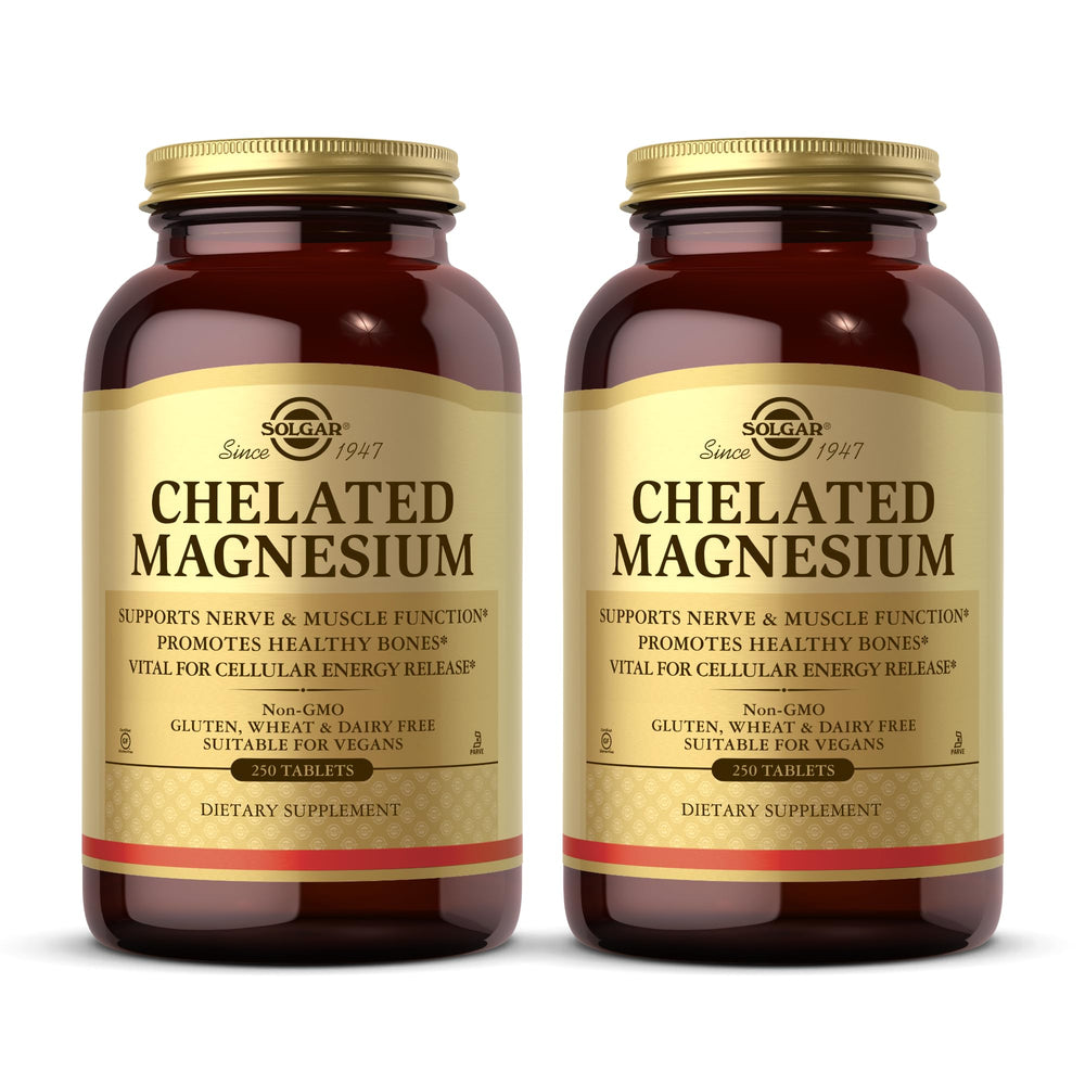 Solgar Chelated Magnesium bottle-front showing the product and high-absorption formula.