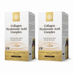 Solgar Collagen Hyaluronic Acid Complex bottle on a dresser for daily beauty support